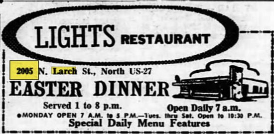 Lights Restaurant - Apr 1968 Ad